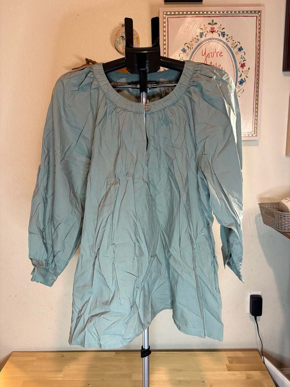 Sweet Salt Kira Top Keyhole Puff Sleeve Blouse in Blue Size XXL New With Tags